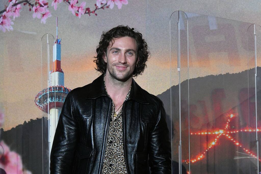 KYOTO, JAPAN - AUGUST 23: Aaron Taylor-Johnson attends the 'Bullet Train' stage greeting at Toho Cinemas Kyoto on August 23, 2022 in Kyoto, Japan. (Photo by Jun Sato/WireImage)