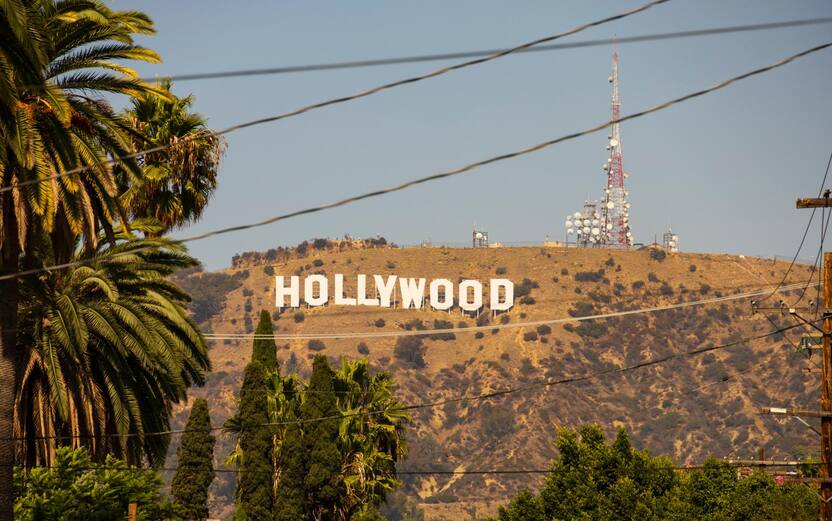 The famous Hollywood sign on Mount Lee, Los Angeles, California, United States of America. October 2019