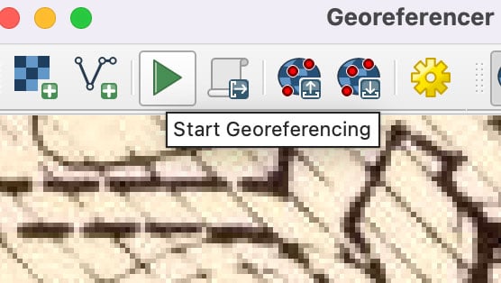Screenshot showing the location of the start georeferencing button.
